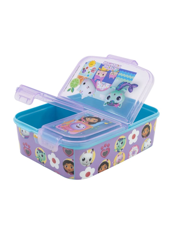 Gabby's Dollhouse Kinder Premium Lunchbox Brotdose mit 3 Fächern in Lila günstig kaufen onesize