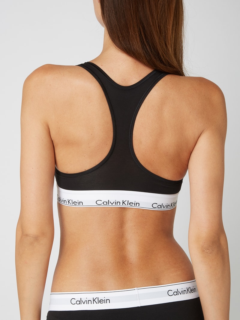 Bustier mit Logo-Bund in schwarz