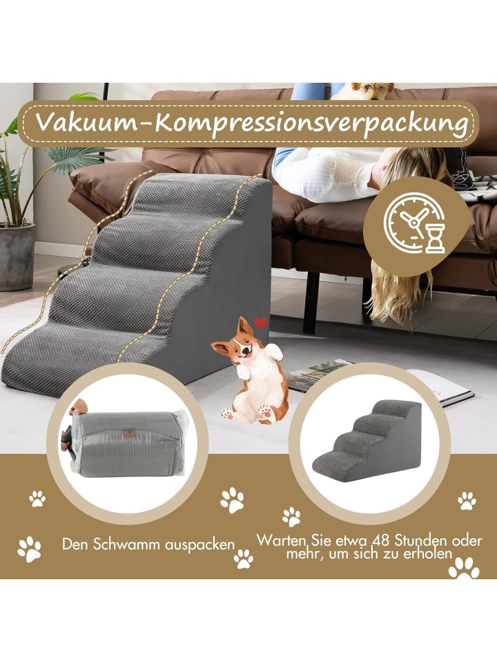 COSTWAY Hundetreppe 4 Stufen in Grau günstig kaufen onesize