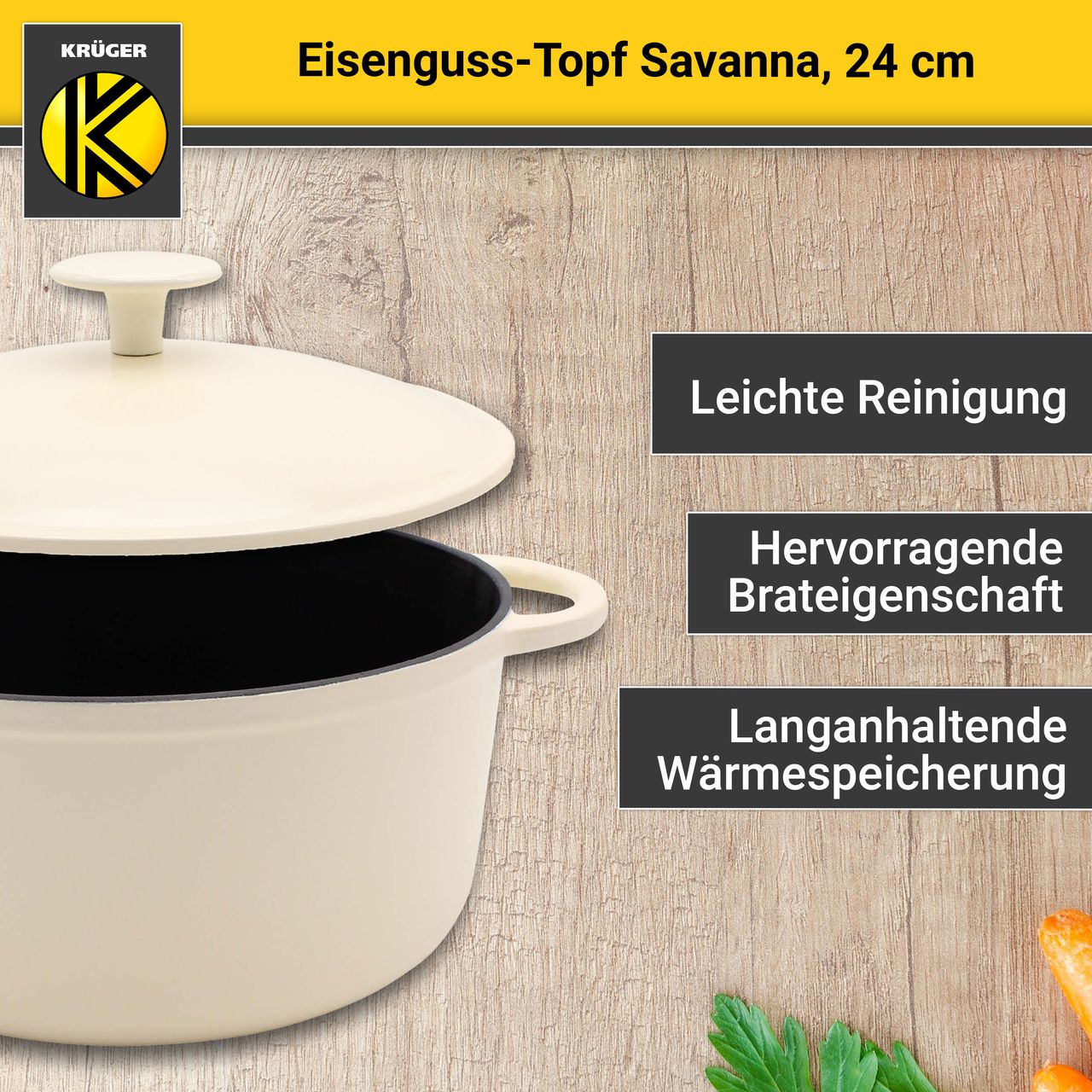 Karl Krüger Eisenguss Fleischtopf SAVANNA, 24 cm