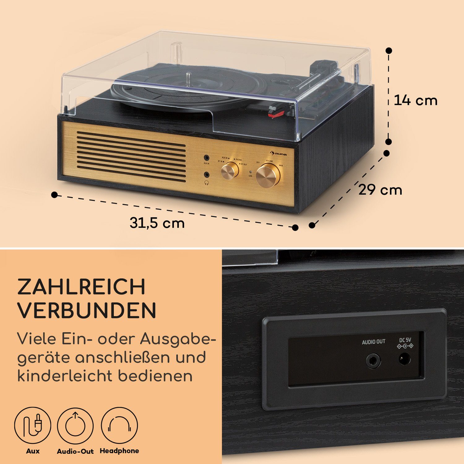 Auna Berklee TT Classic Plattenspieler (Riemenantrieb, Bluetooth)