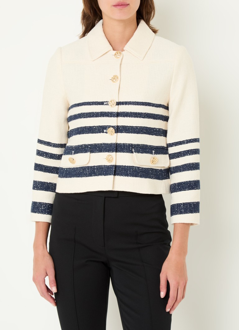 Chaqueta corta de tweed Bellmer de LKBennett con bolsillos con solapa.