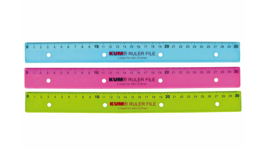 KUM Lineal 30cm zum Abheften sortiert