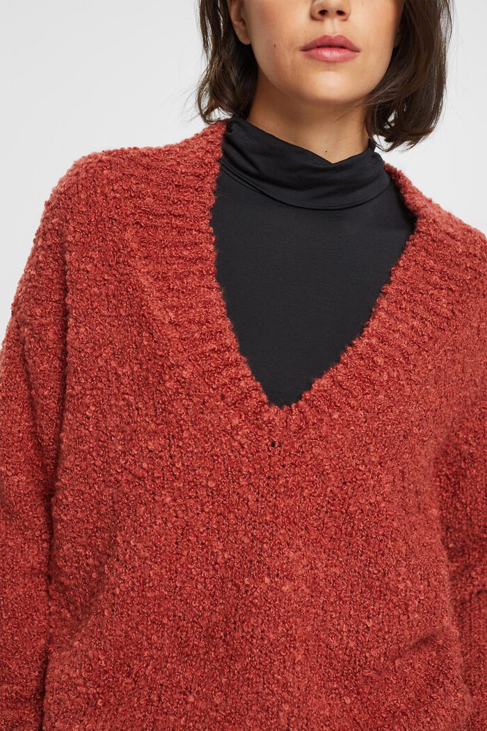 V-Ausschnitt-Pullover aus Wollmix