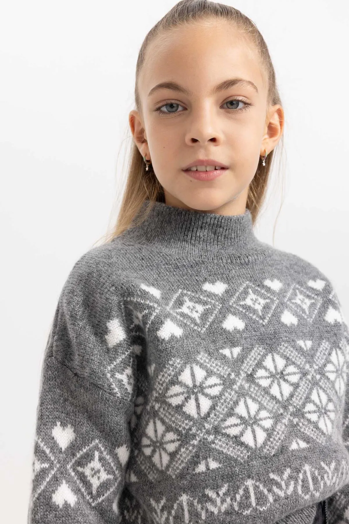 DeFacto  Mädchenpullover mit Rundhalsausschnitt und Neujahrsmotiv
