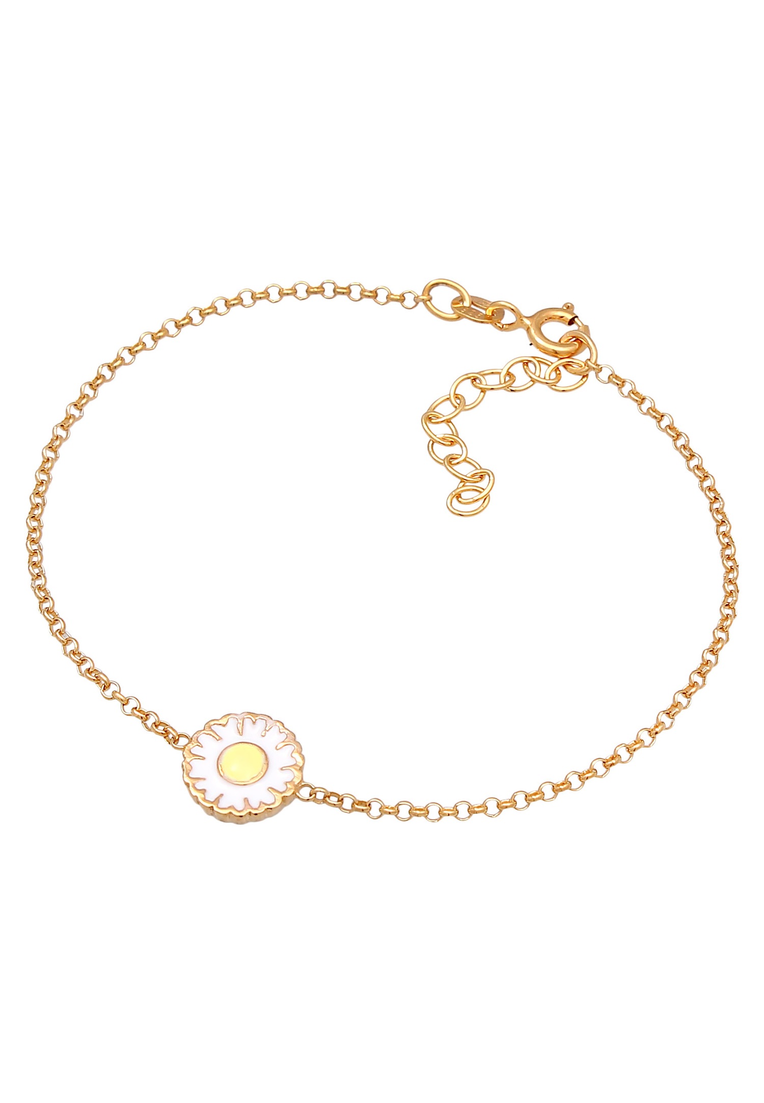 Elli Damen-Gänseblümchen-Anhänger Sommer mit Emaille in 925 Sterlingsilber vergoldet