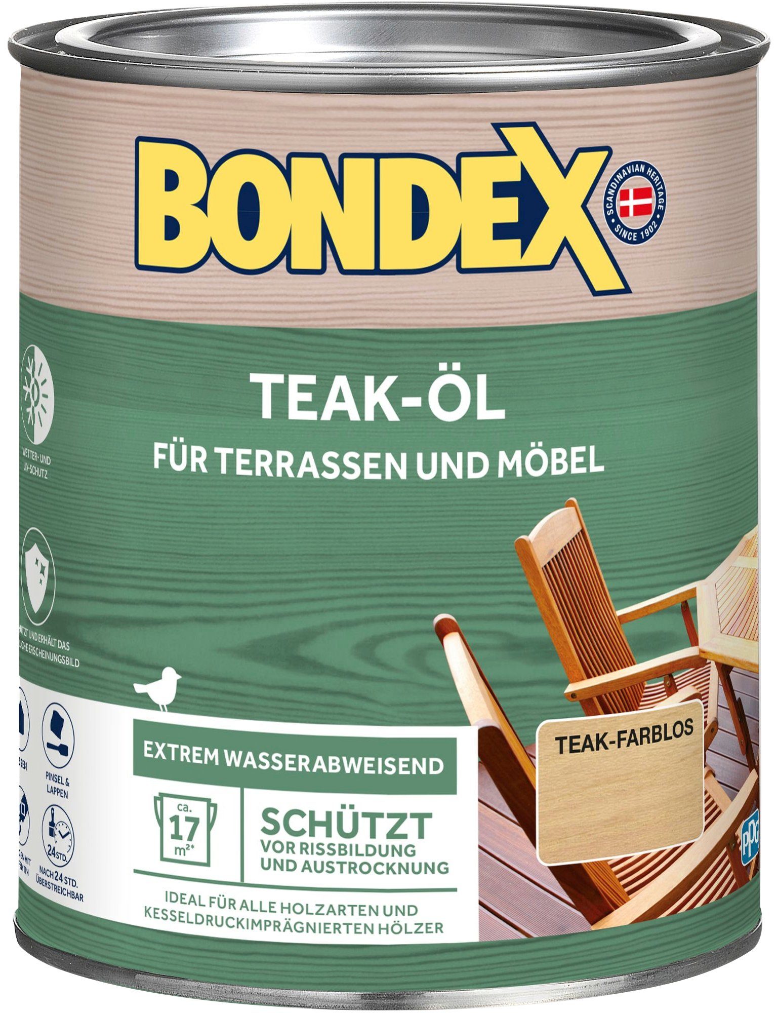 Bondex Holzöl TEAK-ÖL, für Terrassen & Möbel, extrem wasserabweisend