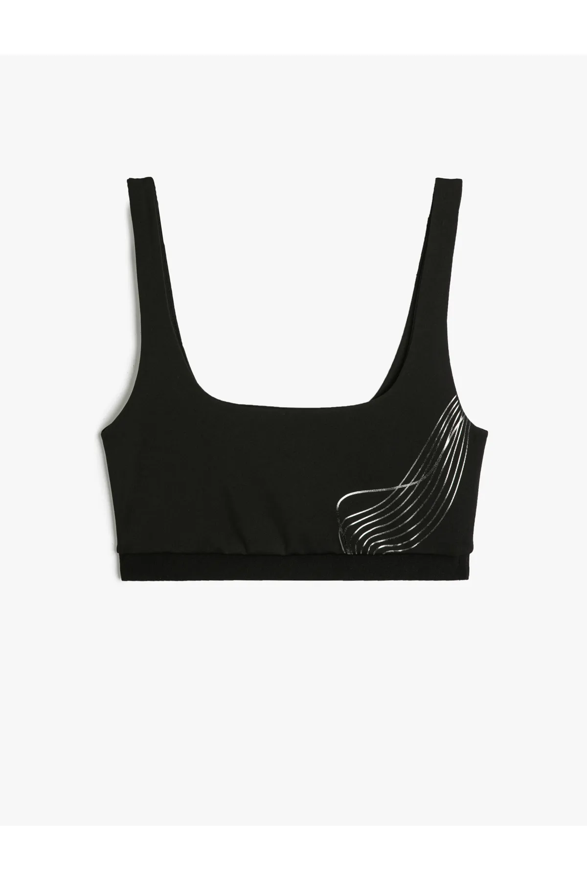 Koton  Halbes Tanktop mit sportlichem Print und detailliertem Slim Fit U-Kragen