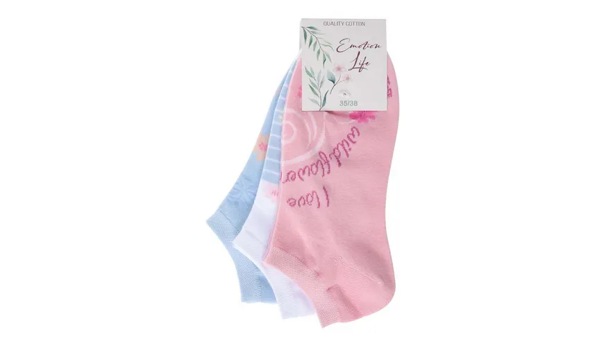 Damen Sneaker Socken Wildflower 3er Pack rose