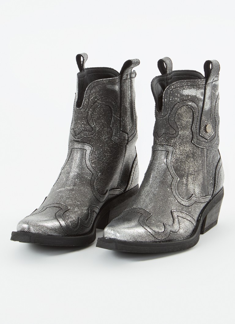 Ghete cowboy din piele Steve Madden Waynoa cu finisaj metalic