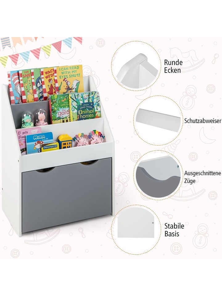 COSTWAY Spielzeugregal in Grau günstig kaufen 28 cm