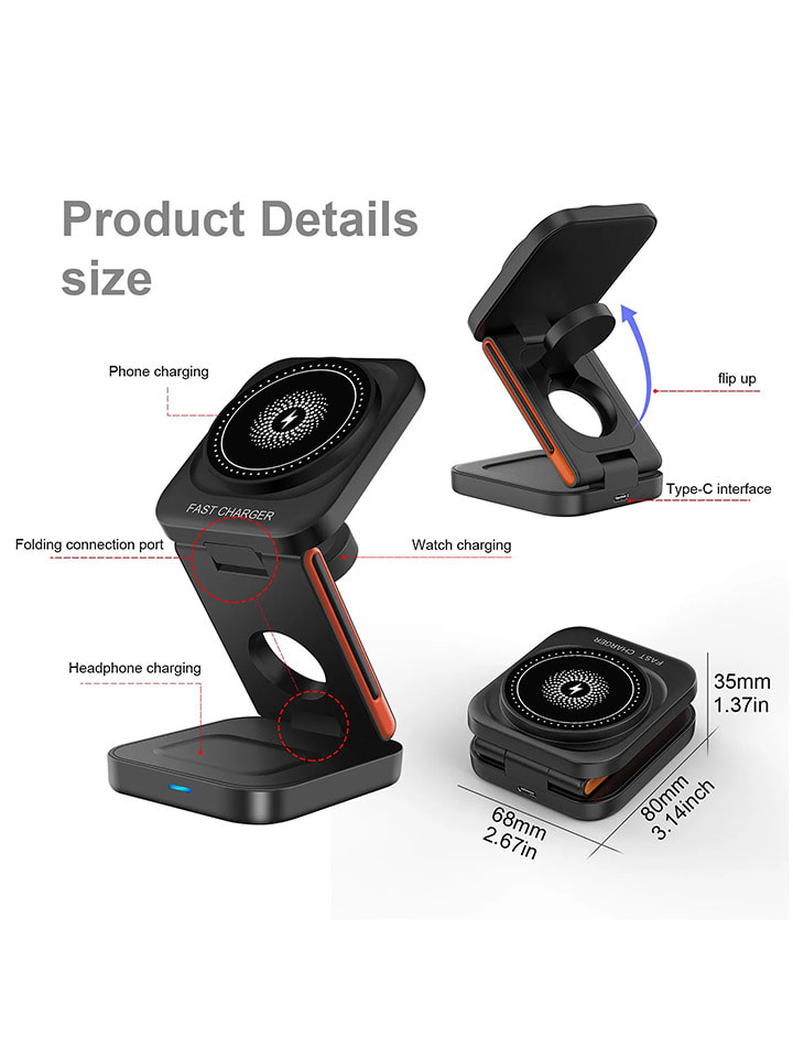 SmartCase Kabellose 3-in-1-Ladestation in Schwarz günstig kaufen onesize