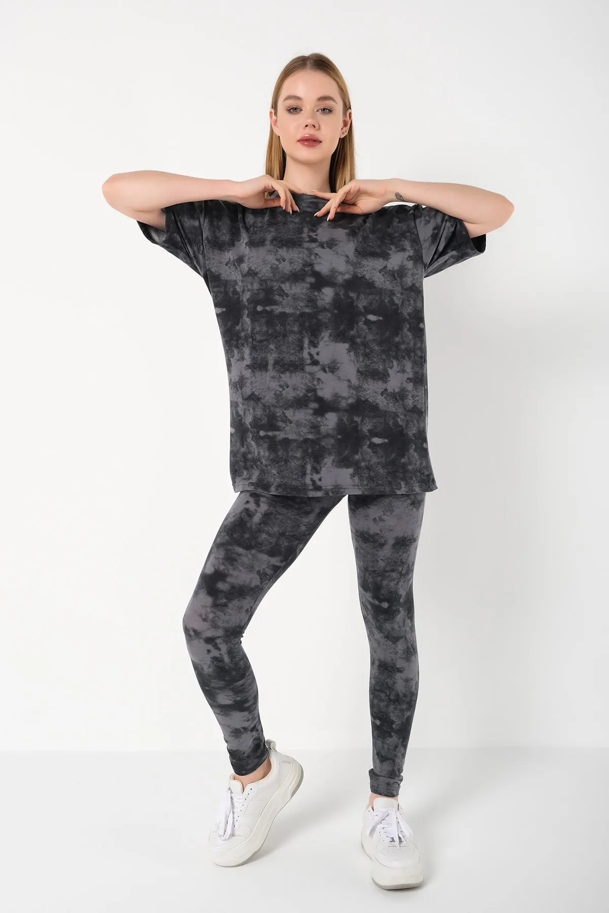 Know  Grau-schwarzes Batik-Strumpfhosen-Set für Damen