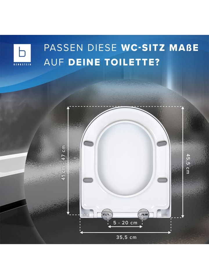 Benkstein BENKSTEIN Premium Toilettendeckel - antibakteriell D-Form weiß - Absenkautomati günstig kaufen onesize