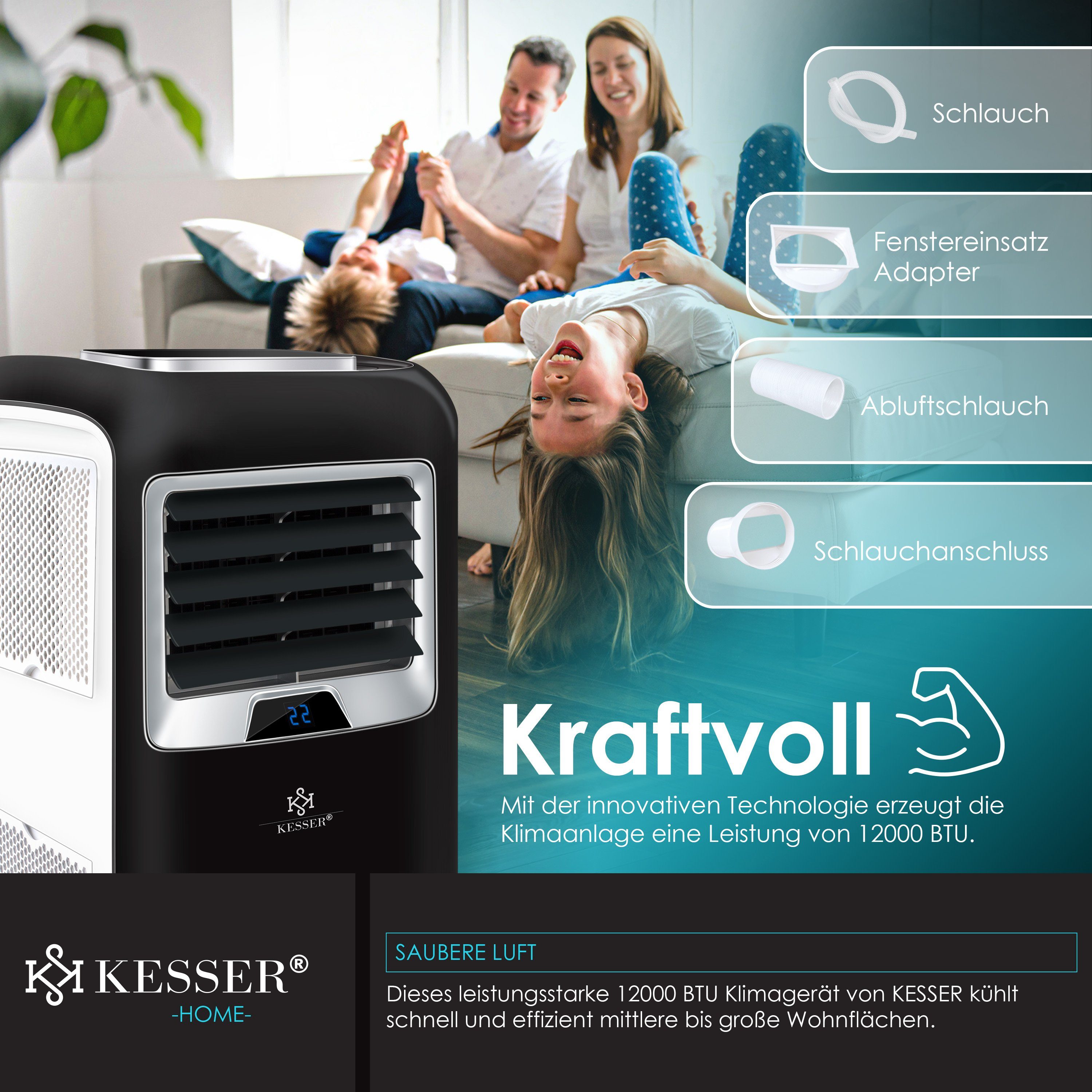 KESSER Klimagerät, Klimaanlage Mobiles Klimagerät 4in1 kühlen, Luftentfeuchter