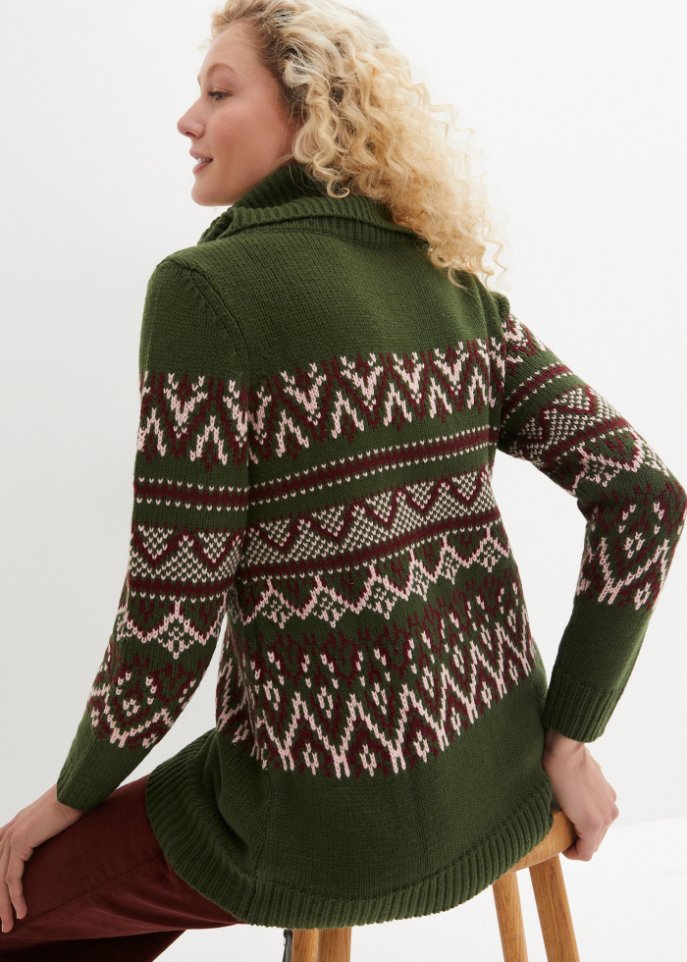 Norweger-Pullover mit weitem Rollkragen, A-Linie
