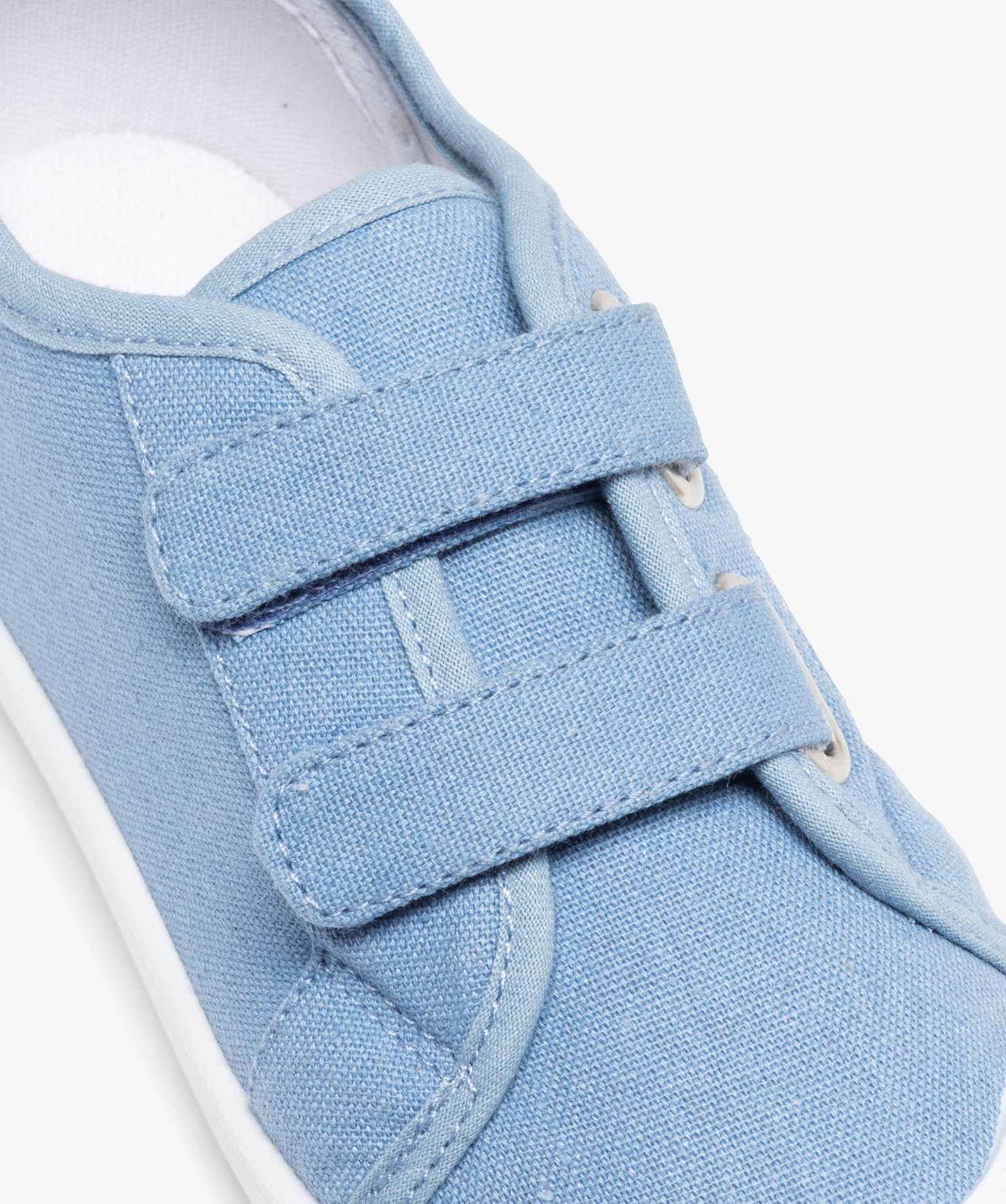 Baskets Garçon en toile unie à bout renforcé et scratchs bleu | GEMO