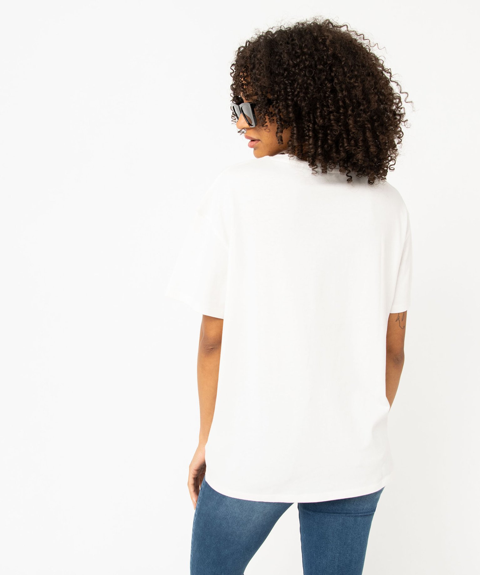 Tee-shirt femme coupe oversize avec motif chat - Dragon Ball ecru | GEMO