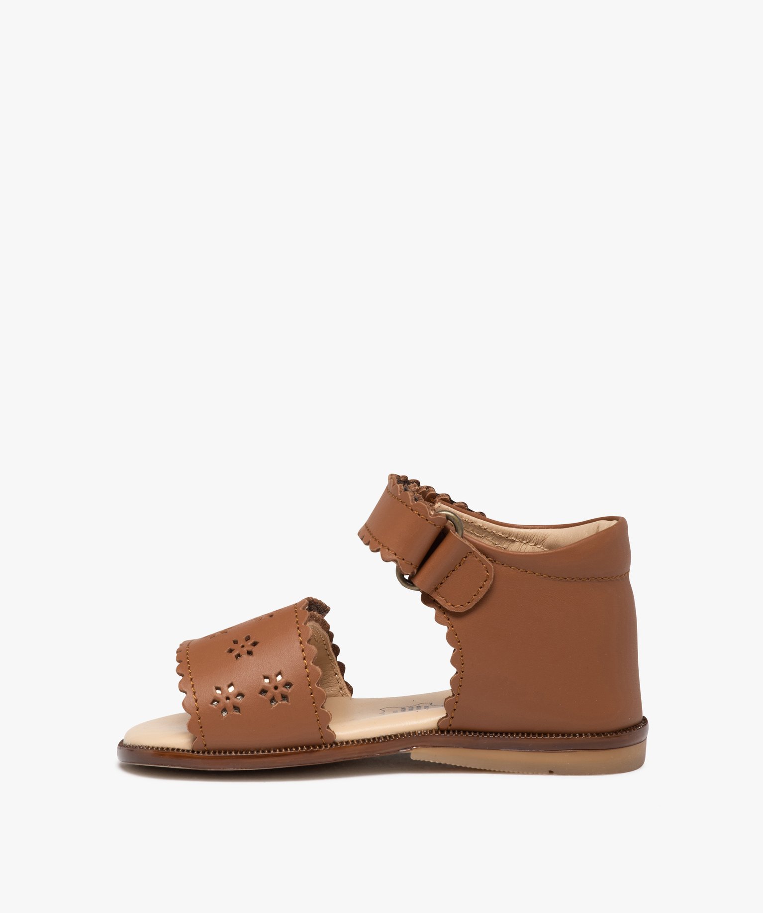Sandales bébé fille en cuir à brides scratch ajourées – NA!