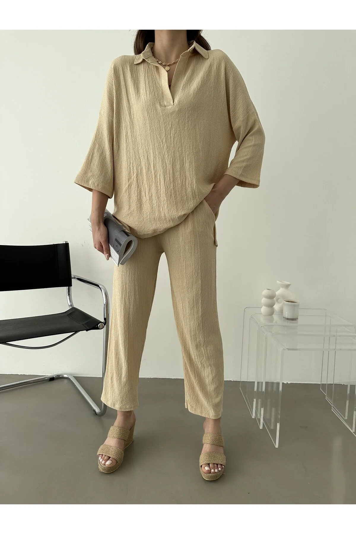 BEJNA  Zweiteiler - Beige - Regular Fit