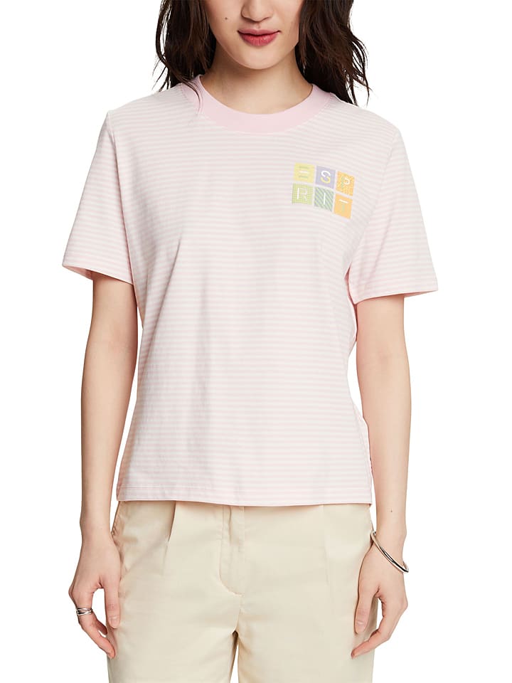 ESPRIT Shirt in Rosa/ Weiß günstig kaufen