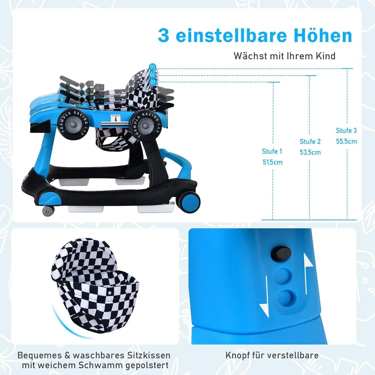 Costway 4 in 1 Lauflernwagen mit einstellbarer Höhe & Geschwindigkeit