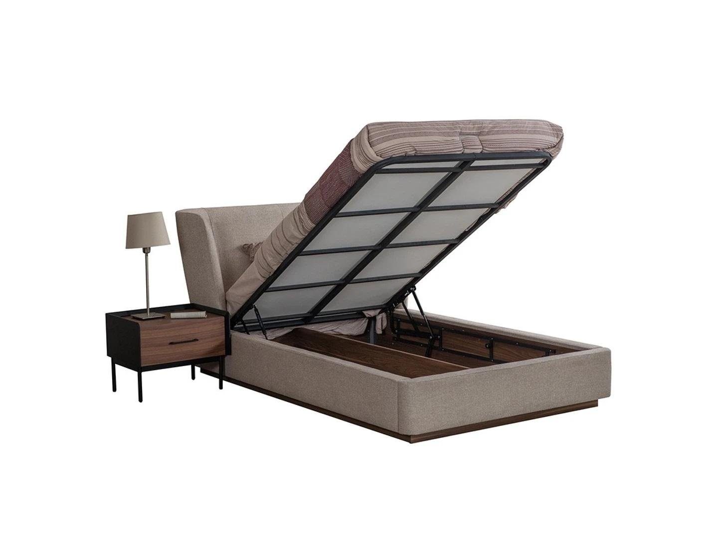 JVmoebel Schlafzimmer-Set Modern Komplett Bett Luxus Nachttisch Schlafzimmer Set 2tlg Holz Möbel, (2-St., Bett + Nachttisch), Made in Europa