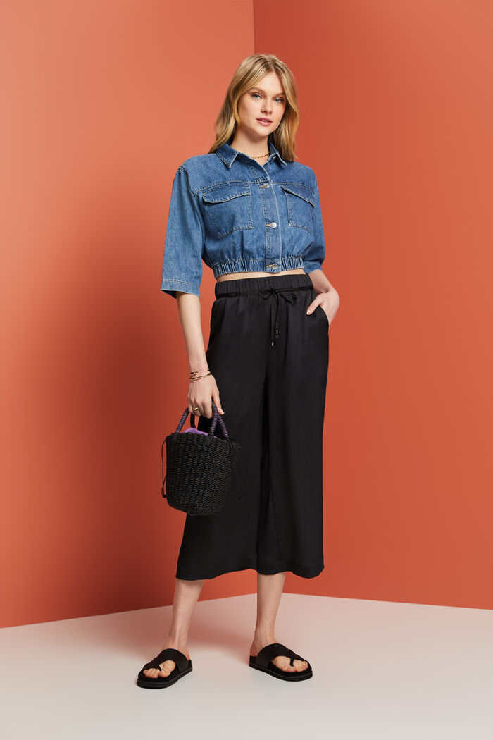 Satin-Culotte in Crinkle-Optik