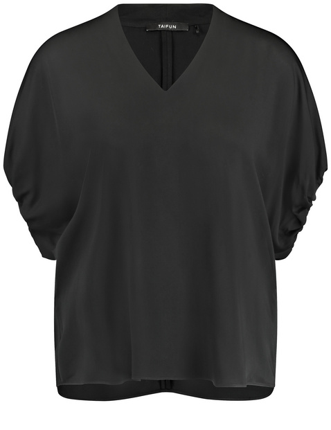 Bluse mit gerafftem Kurzarm