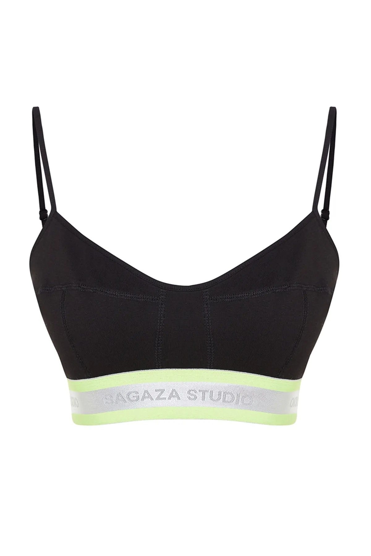 Trendyol Collection  X Sagaza Studio detailliertes Bustier aus schwarzem Gummi TCLSS23BS00008