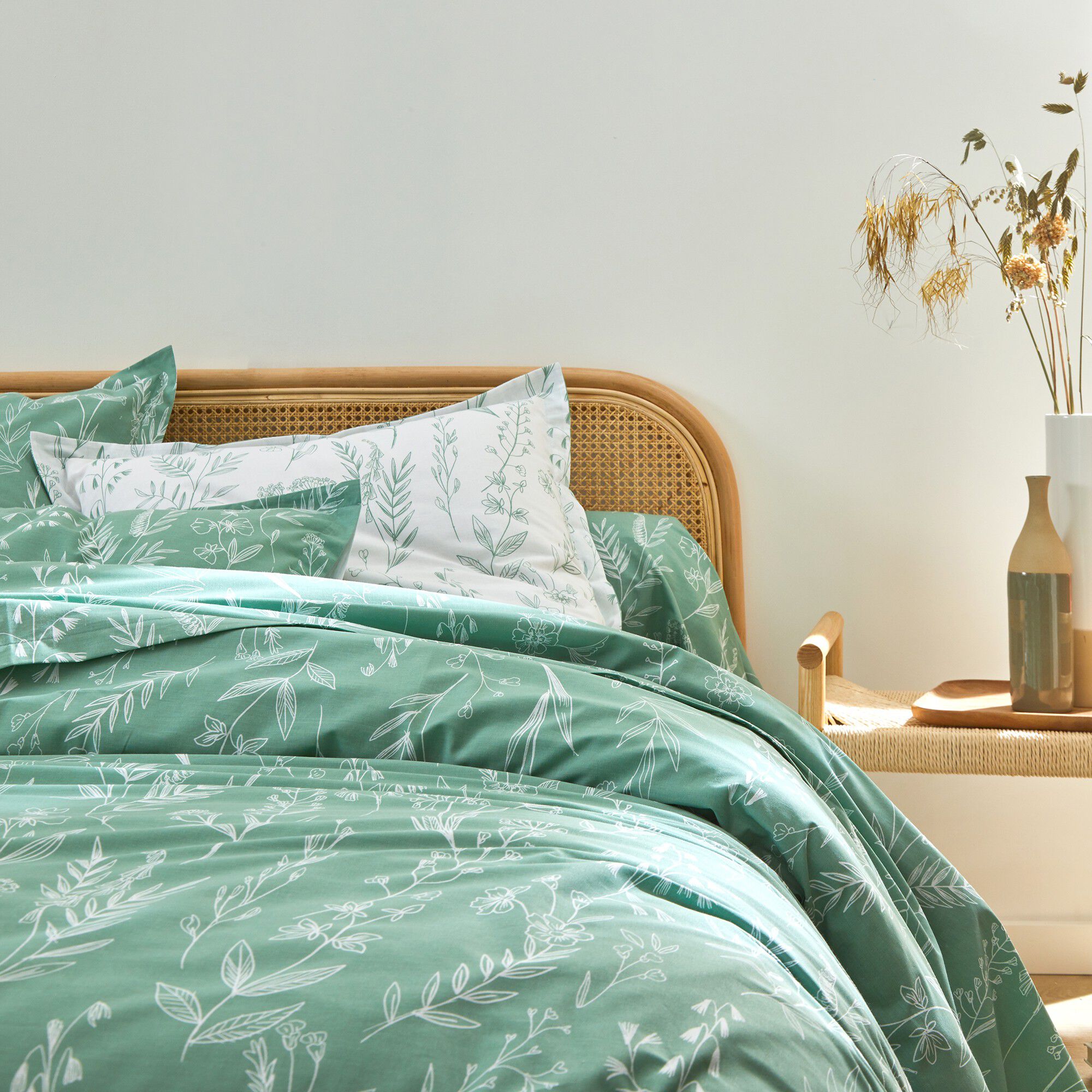 Linge de lit Alessia en coton imprimé fleuri