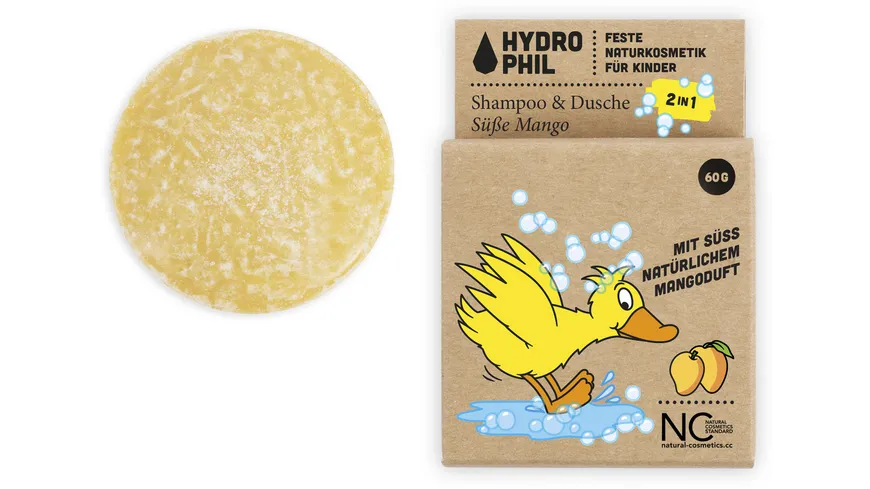 HYDROPHIL Kids festes 2in1 Shampoo & Dusche - Ente - Mango 60 g