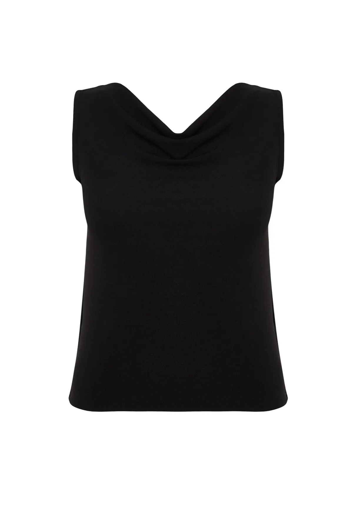 Trendyol Curve  Schwarze Strickbluse mit U-Boot-Degaje-Kragen TBBSS24AF00021