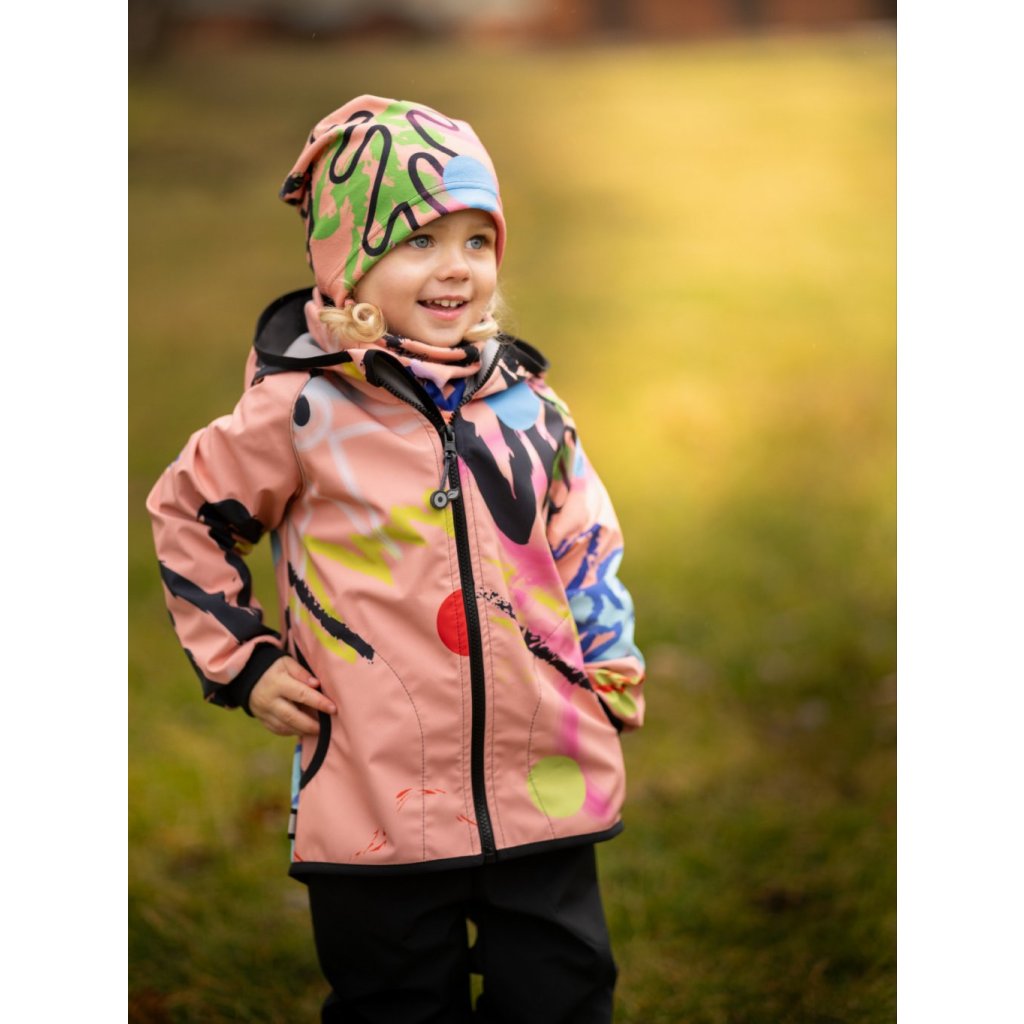 Unuo Kinder-Softshelljacke mit Fleece Fantasie Aprikose