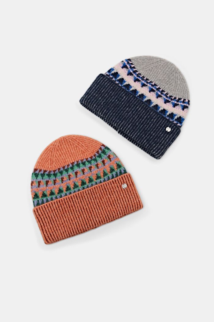 Gerippte Grafik-Beanie
