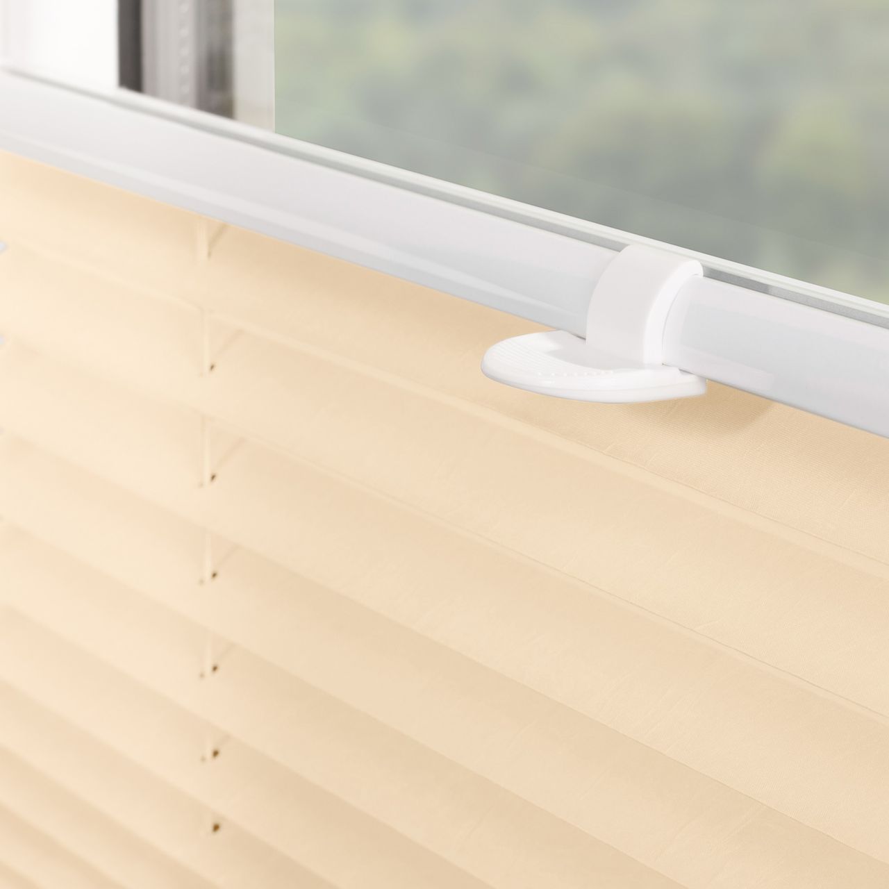 Lichtblick Plissee Klemmfix, ohne Bohren, verspannt - Creme, 120 cm x 130 cm (B x L)