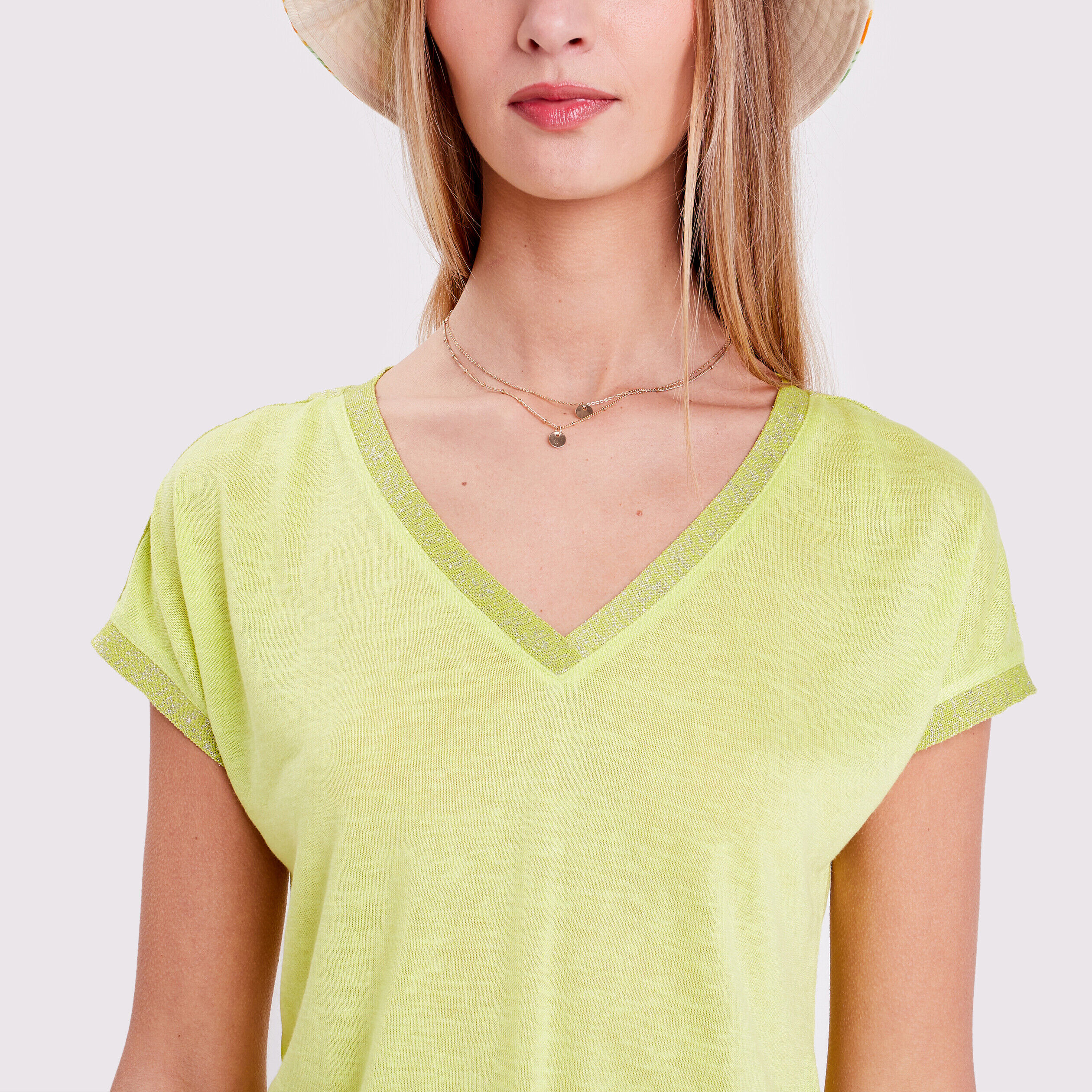 T-shirt manches courtes vert fluo femme | Cache Cache