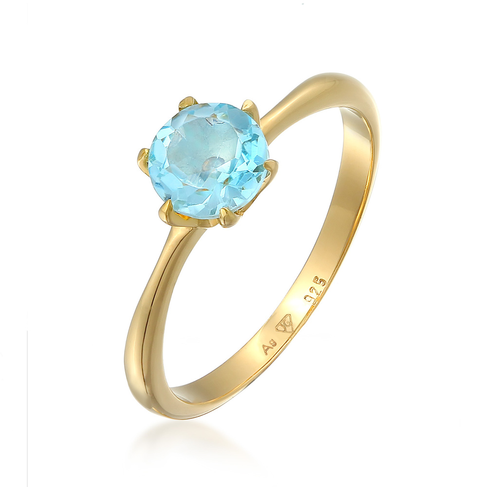 Elli PREMIUM Elli PREMIUM Bague Femmes Solitaire Basic avec topaze en argent sterling 925 plaq Bague