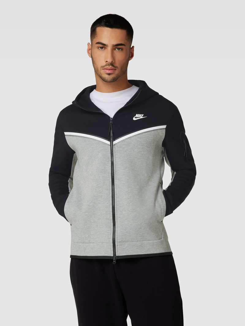 Sweatjacke in Two-Tone-Machart in silber meliert