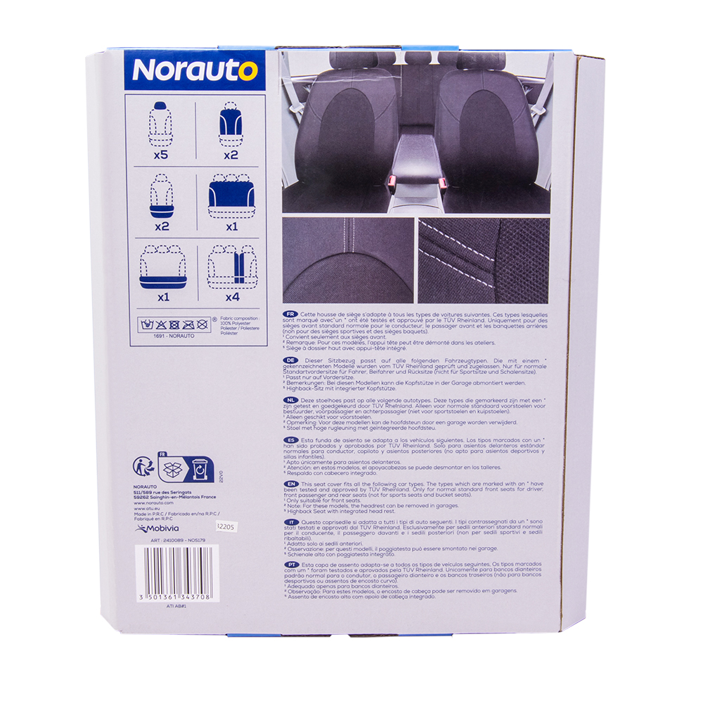 Norauto Sporty black Universal-Sitzbezüge schwarz, 11-teilig - ATU