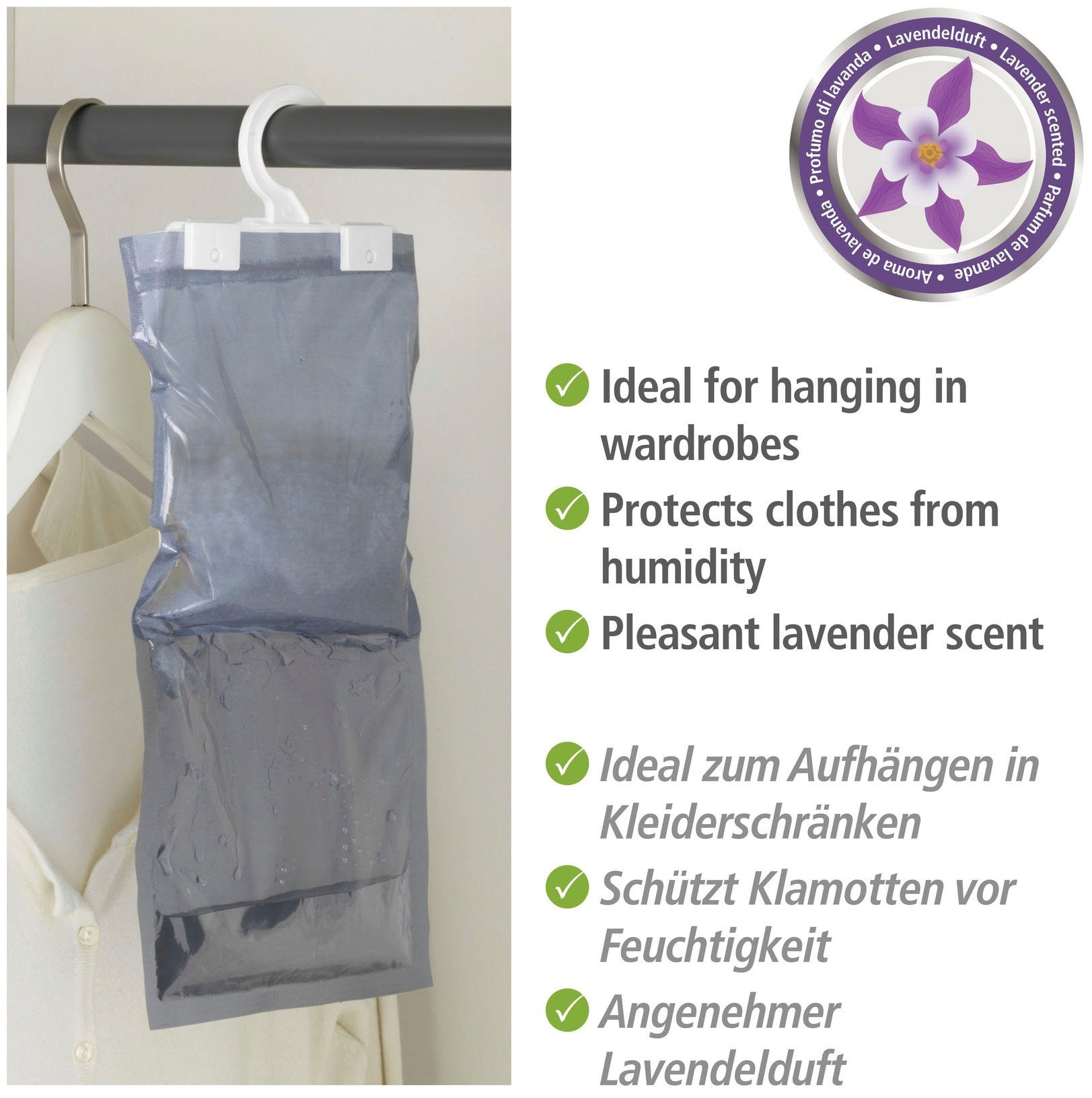 WENKO Luftentfeuchter Lavendel, 4er Set, mit erfrischendem Duft
