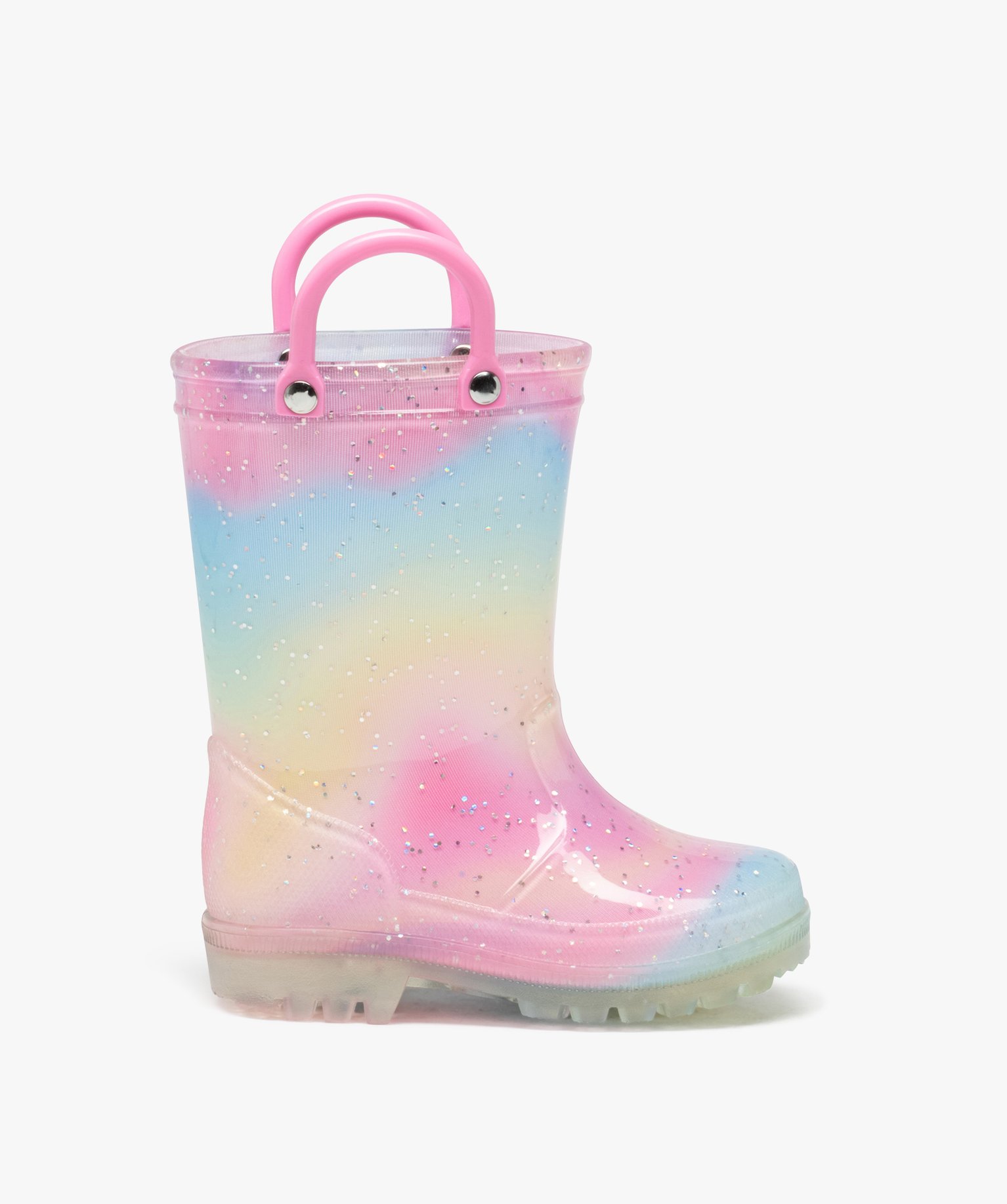 Bottes de pluie bébé fille à paillettes avec anses multicolore | GEMO