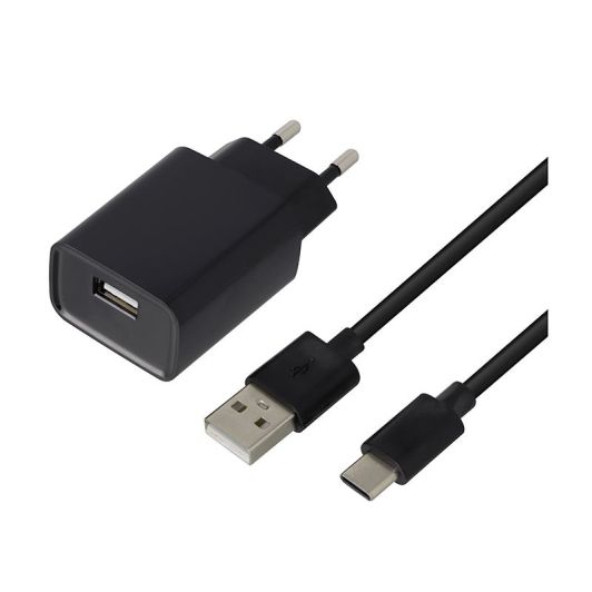Ładowarka sieciowa 2,4 A, 1 m, kabel USB-C, czarny