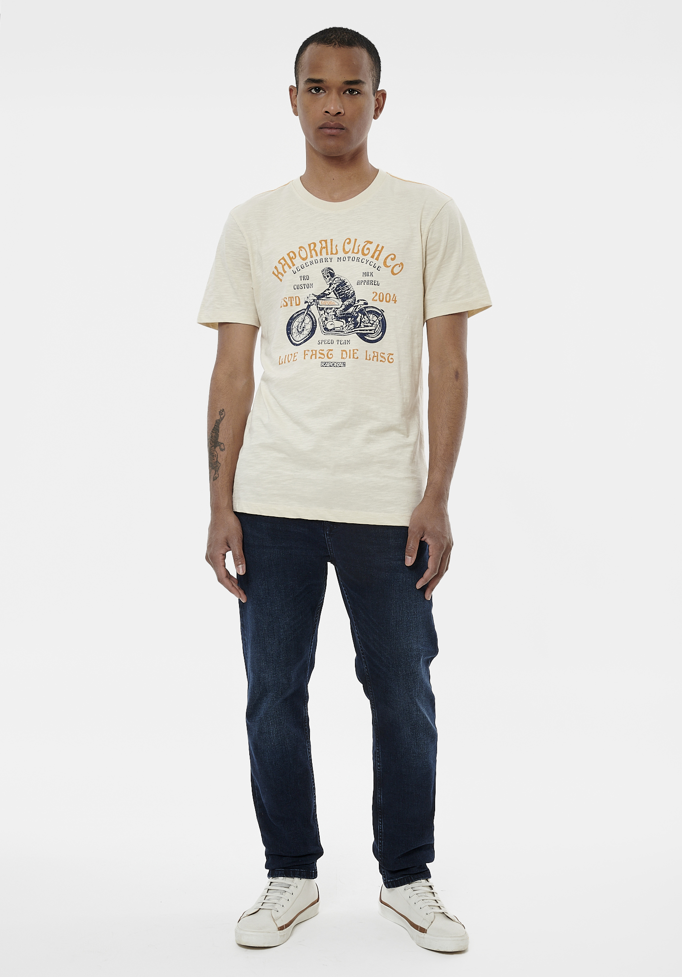 BIKE   T-shirt beige homme 100% coton
