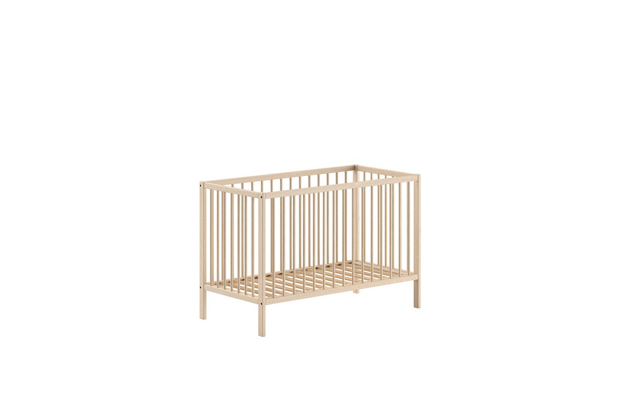VIPACK Vipack - DINO Gitter-Babybett 60 x 120 cm, höhenverst. Lattenrost, Buche massiv natur lackiert