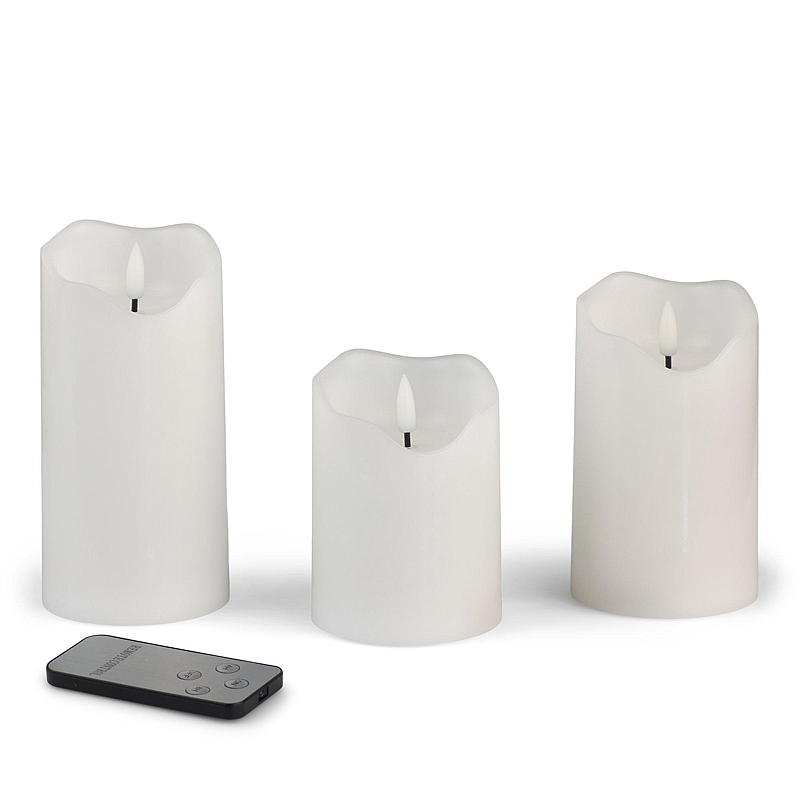 Vie Selected Kubbelys 3 stk LED m/fjernkontroll hvit voks