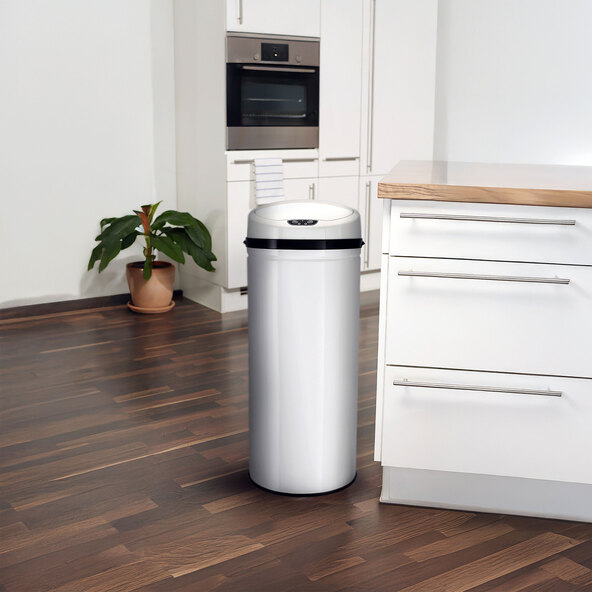 Abfalleimer mit Sensor, 42 l, INOX White