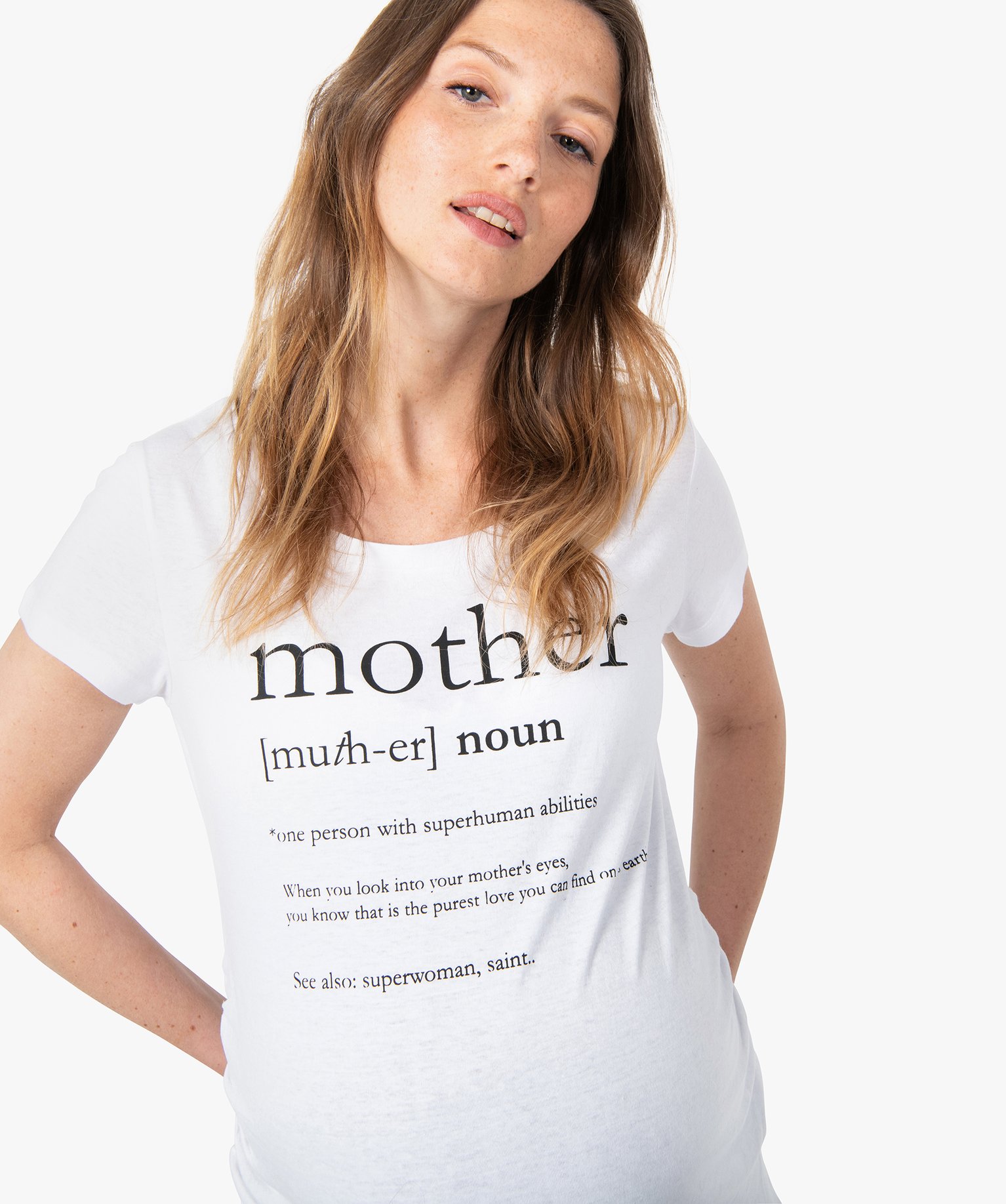 Tee-shirt de grossesse avec inscription XXL blanc | GEMO