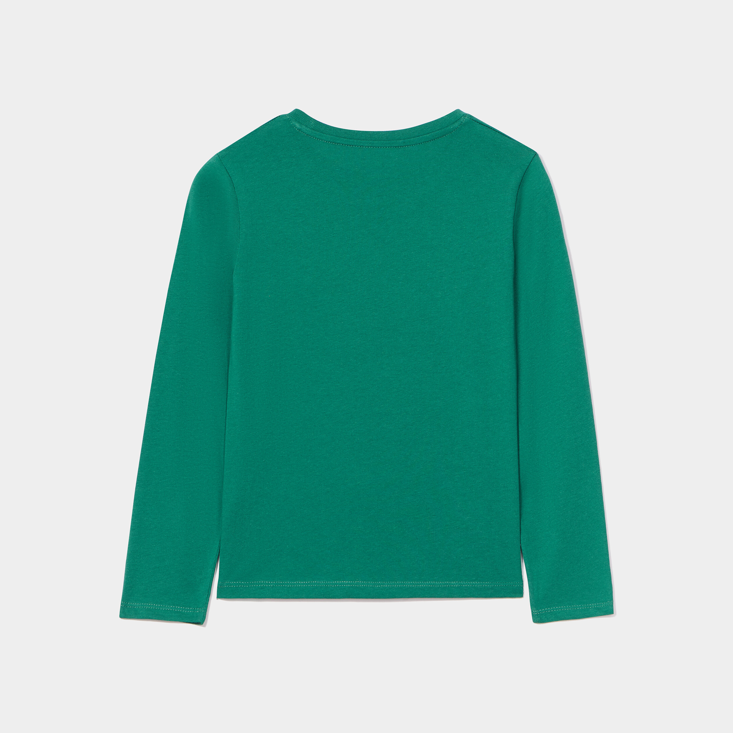 T-shirt droit manches longues coton vert émeraude garçon | La Halle