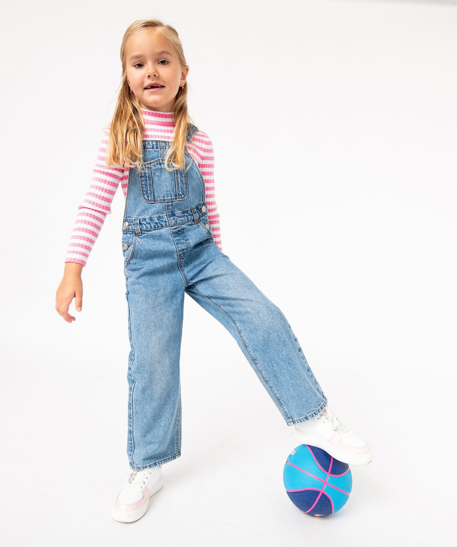 Salopette en jean coupe large fille stone | GEMO